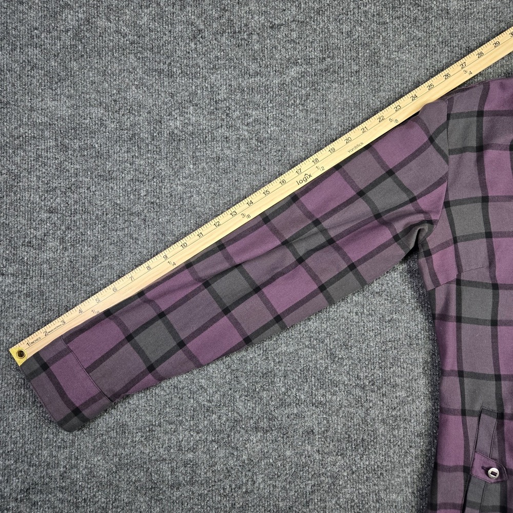 Kuhl Rukus Women's Plaid Flannel Pullover Shirt Size Large Purple Pockets Hiking - Picture 10 of 14